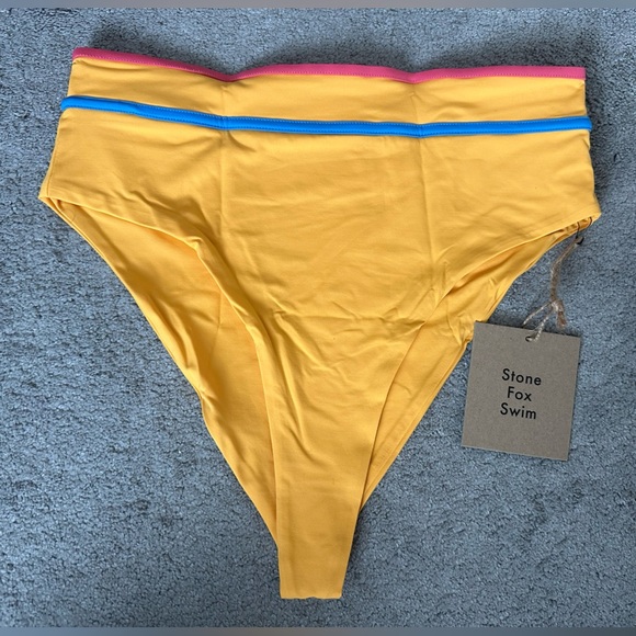 Stone Fox Swim The Juniper Bottom High-Waist Bikini Honeycomb Sunset Pink Large - Picture 4 of 7